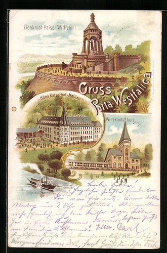 Lithographie porta westfalica - lithographie,