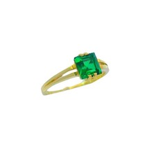 Ring / Damenring 585 / 14 Karat Gelbgold mit Diopsid  Prinzess-Schliff Größe: 55