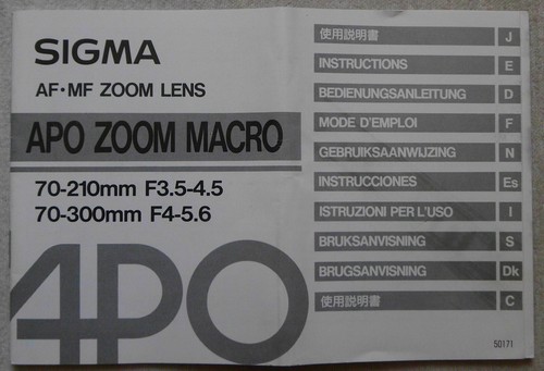 Sigma bedienungsanleitung apo - sigma,