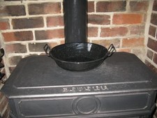 Schwarz Emaille Metall Wok Braten Kadhai Kadai Karahi Schale Pfanne großer Topf 2 Griffe