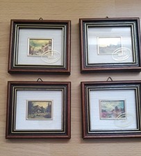 Vier Miniaturen Bilder, Vier Jahreszeiten Auf Goldfolie, Kunstlithographie 