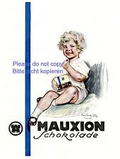 Mauxion Schokolade Saalfeld XL Reklame von 1925 Kind naschen Junge Lockenkopf +