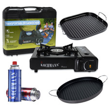 Kochmann 1-flammiger Gaskocher Campingkocher / Gaskartuschen / Grillplatte