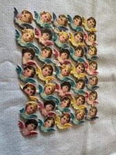 35 alte Glanzbilder Oblaten als Bogen altes Original Christmas Engelskopf 6.