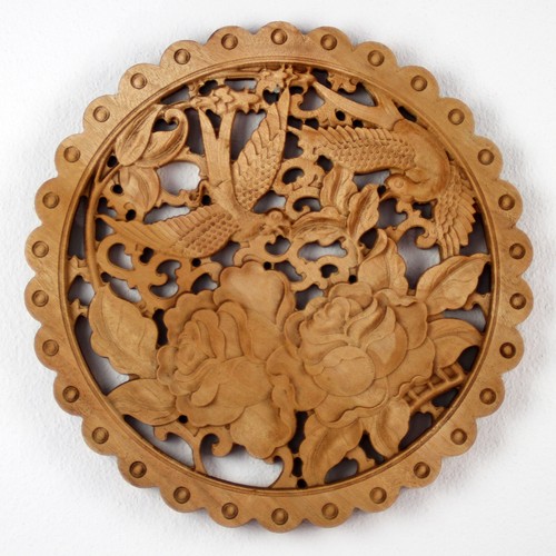 Holz wandbild pfingstrosen - holz-wandbild, "pfingstrosen