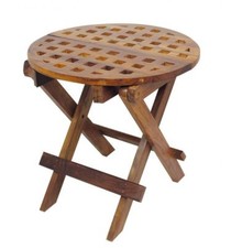 Edler maritimer Klapp-Tisch rund aus Holz ca. 49 x Ø 50 cm