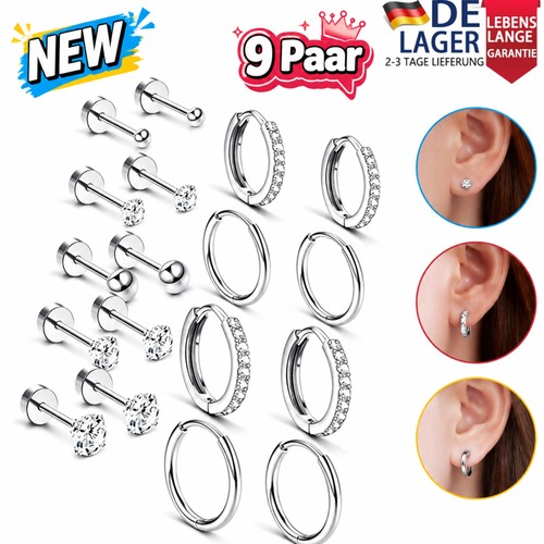 Silber ohrringe set 9paar - ohrringe,