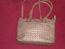 Braun Tasche mit Straß - Gitter mit Innentasche und extra Schultergürtel - Super