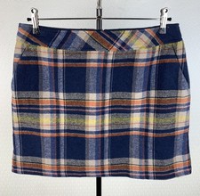 NEU! UP2FASHION Gr. 44 Tweed Rock 50% Wolle navy beige orange gelb kariert 91A