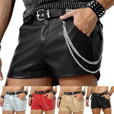 Kurze Herren Kunstlederhose