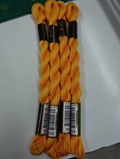 6 Original Anchor Perlgarn Stärke 5  MEZ - Farbe 313 gelborange  - 7 x 5  Gramm