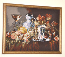 Gobelinbild handgestickt; gerahmt ca. 50 cm x 65 cm