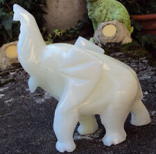 großer XXL ELEFANT Handarbeit aus Onyx Marmor beige weiß meliert 3kg
