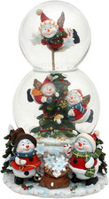 XXL Doppel-Schneekugel, Schneemann Mit Spieluhr, Maße H/B/Ø Kugel: Ca. 20,5 X 12