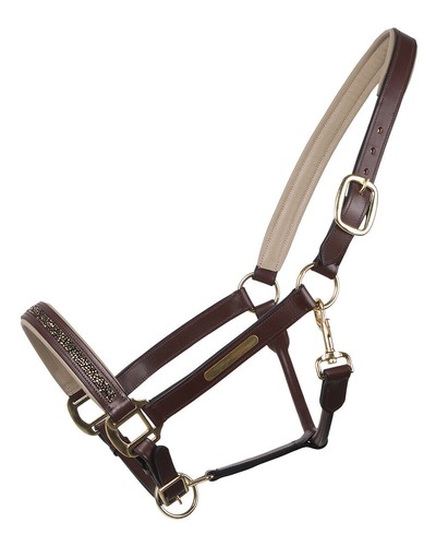 Lederhalfter mit strasssteinen - lederhalfter,