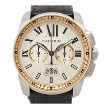 CARTIER Calibre de Cartier Chronograph W7100043 weiß Herrenuhr gebraucht #111018