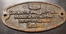 Waggonschild builders plate DWM Berlin-Borsigwalde,Umbau Eisen gut