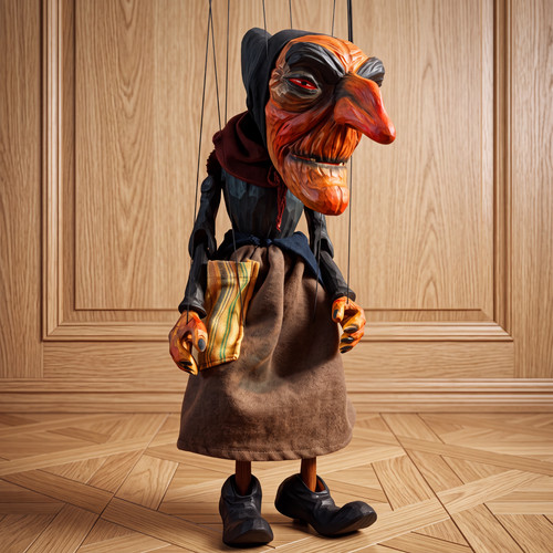 Czech folk art marionette hexe - art,
