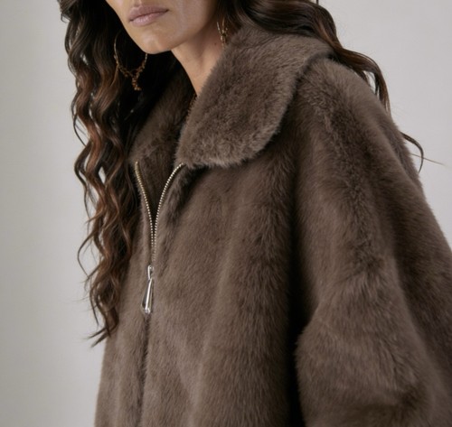 Damen jacke braun kunstfell - damen,