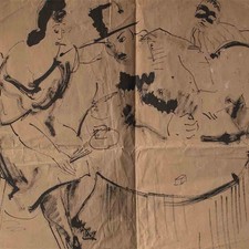 Peter Janssen Carneval Karneval Expressionismus signiert Tusche Zeichnung 1927