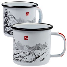 Emaille Tasse weiß Berge