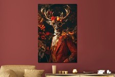 Glasbild Hirsch mit roten