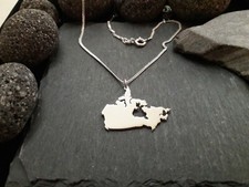 KANADA Landkarte Anhänger mit 45 cm Panzerkette in 925er Silber, NEU, CANADA