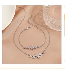 Hochzeitsschmuck Braut Silber Schmuck Set für Damen Brautschmuck Set Zirkon
