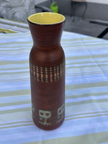Keramik vase rot braun innen - keramik,