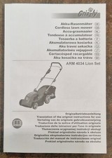 Betriebsanleitung für Grizzly Akku Rasenmäher ARM 4034 Lion Set