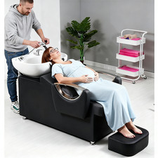 Waschbecken Friseurwaschplatz Haarwaschbecken Rückwärtswaschbecken Schwarz DE