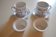 Teetasse mit Siebeinsatz 2 Stück Moin Moin Ocean Line weiß/blau 0,25l