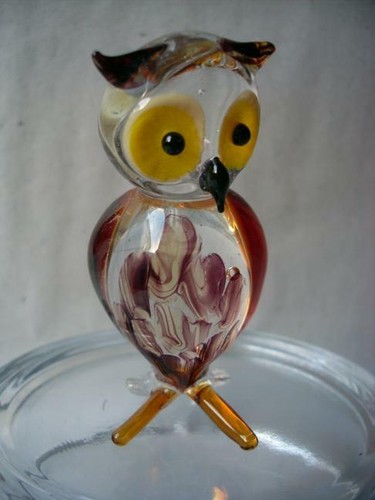 Glasfigur eule lauscha - glasfigur,
