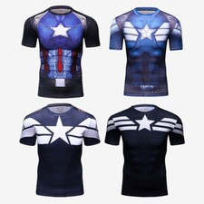Avengers Captain America 3D T-Shirts Cosplay Superhero Herren Quick Dry Tops Tee