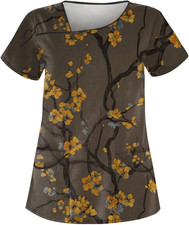 Kasack Damen Pflege Bunt mit Motiv Arbeitskleidung V-Ausschnitt Schlupfhemd Beru