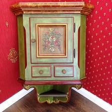 Voglauer Anno 1800 Altgrün Bauernschrank Handbemalt Hängeschrank Eckschrank 