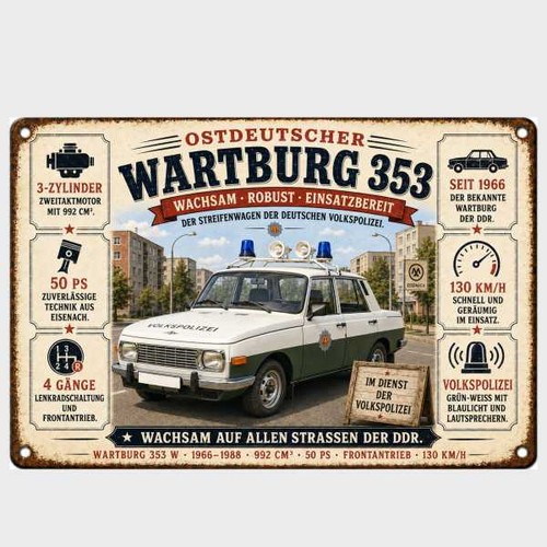 Blechschild wartburg 353robust - wartburg,