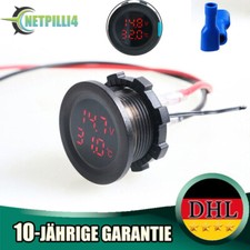 LED Digital Voltmeter Thermometer Wasserdichtes für 12V-24V Fahrzeuge Motorrad