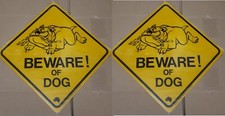 2 Stück  25cm Kunststoff Warn Hinweis Schild  Beware of  Dog -  Achtung Hund