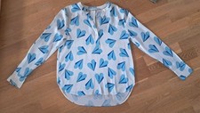 Herzensangelegenheit Bluse Seide Seidenbluse Herzen blau weiß 34 36 xs s NEU