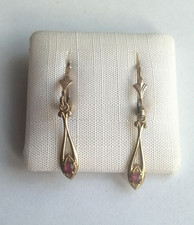 Ohrringe Ohrhänger mit rotem Spinell Gold 333 Gelbgold 8K (3388)