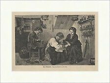 Beim Schuhmacher Schuster Berufe Schuhe Leder Leisten Handwerk Holzstich E 16840
