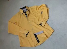 Langarm Herren-Designer-Hemd 7camicie  Doppelkragen Gr S 37/38  Slim Fit Gelb