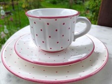 Tasse - Form Barock, Kuchenteller, Untert.   " Gmundner Keramik - Rosa Tupferl "