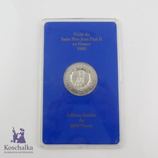 Vintage Silber Medaille Visite du Saint Pere Jean Paul II en France 1980 (E4733)