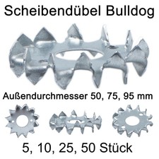 Scheibendübel Einpressdübel zweiseitig gezahnt Bulldog verzinkt 50mm 75mm 95mm