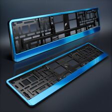 2 Kennzeichenhalter | BLAU leicht gebürstet | Chrom Look | Nummernschildhalter