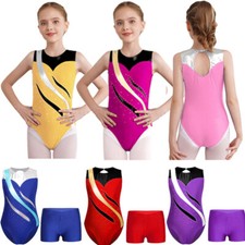 Kinder Mädchen Outfit Kontrastfarbe Anzug Bodysuit Set Trikot Kostüm Ärmellos