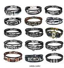 geflochten Leder Armband Echtleder Armschmuck Bracelet Biker Surfer Punk Gotisch