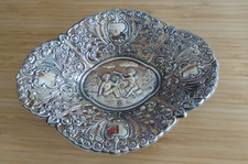 Deko Schale Obstschale Metallschale oval Putten Engel Vintage